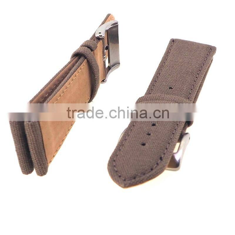 20mm 22mm Suede Leather Watch Band With Canvas