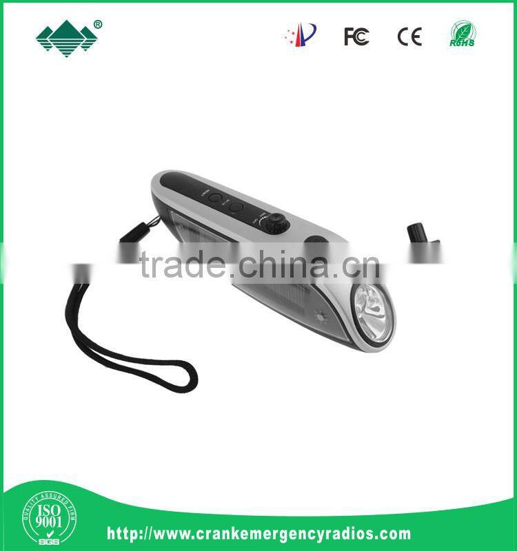 Long-range LED Torch Dynamo Hand Crank and Solar LED Torch Radio