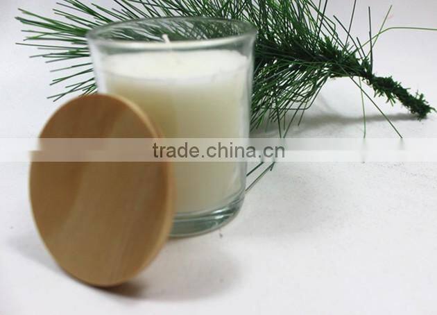 2016 clear glass candle holder with bamboo lid with engraved logo