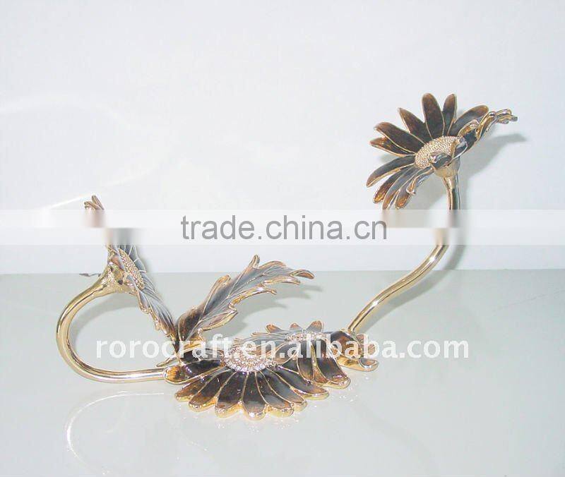 pewter base and stem with enamel color crystal wine glass