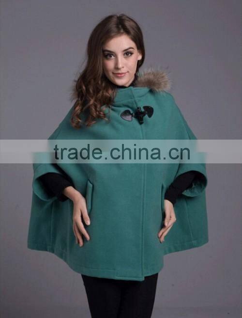 2015 Fashion Loose Europe Style Sexy Coat Long Sleeve Fur Collar Party Special Design Ladies Coat