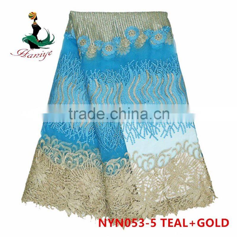 2016 Haniye nigeria african tulle lace fabric embroidery French net lace fabric for wedding/NYN53