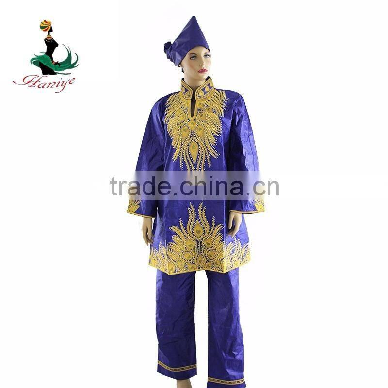 2016 Haniye African woman Bazin traditional embroidered cotton dress riche woman of African Design
