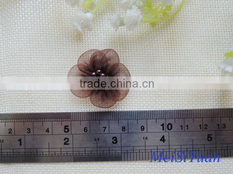 Small ribbon flower with pearl for bottle decoration