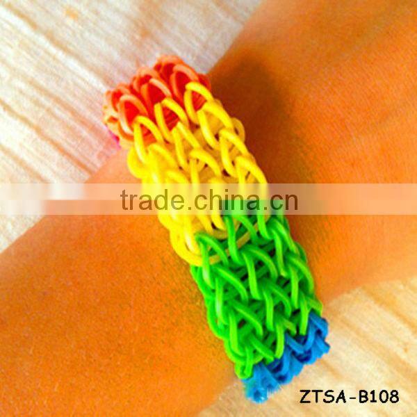 Colorful Braid Loom Rubber Charm Bracelet ZTSA-B113