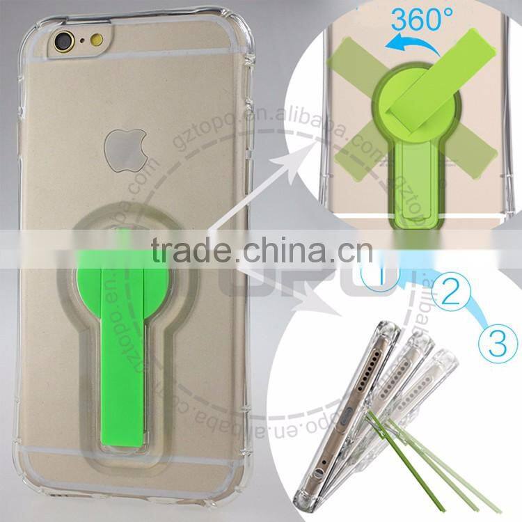 360 degree Round plastic bracket Transparent tpu back cover cell Phone accessory case For apple iphone 6 6S plus