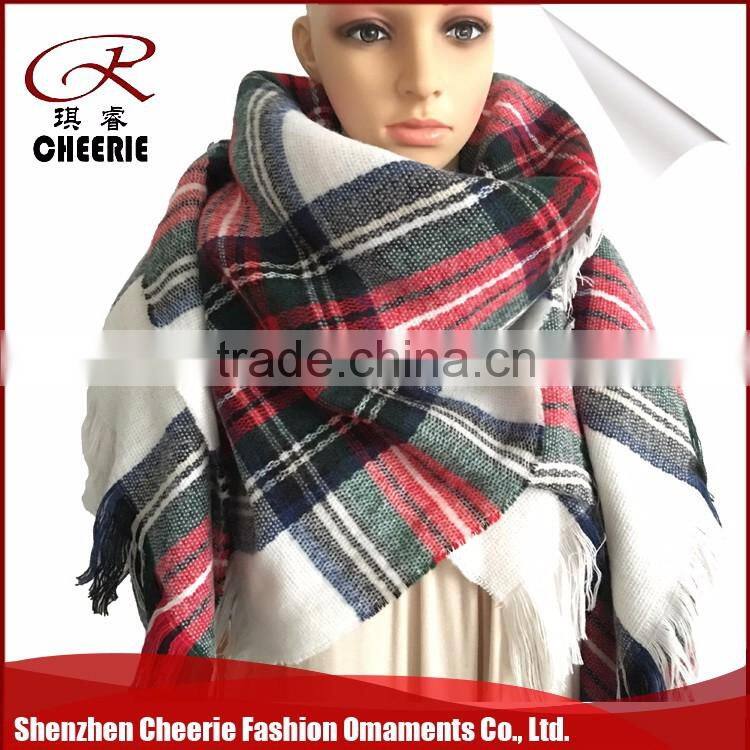 Red and Green Acrylic Christmas blanket scarf shawl 130*140CM