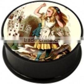 Beautiful Girl Print Acrylic Black Flesh Ear Plug Decorative Piercing Ear Plugs