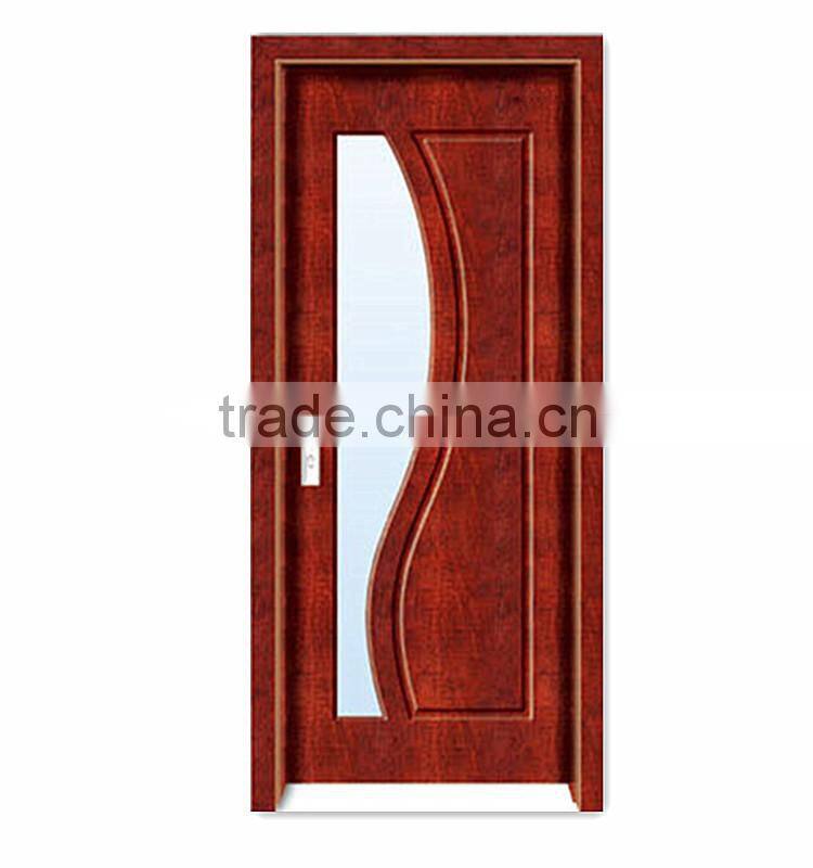 Modern house wood bathroom door with glass decoration