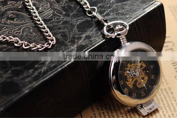 Fashion Men Analog Mechanical Roman Numerals Pocket Watch