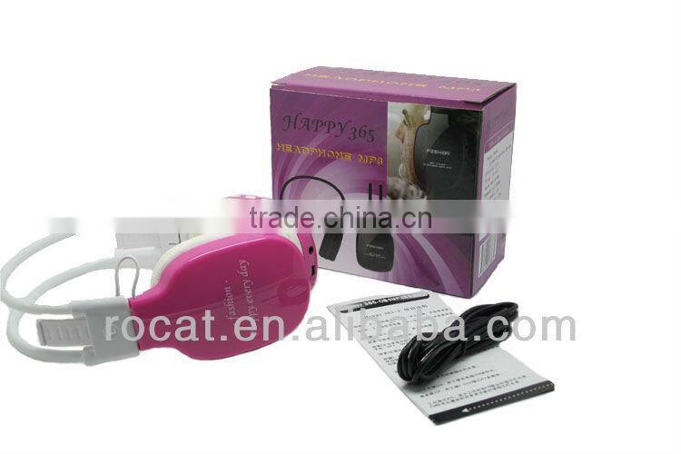 cheap wholesale MP3 headphone with TF card port fm radio built in microphoneOEM foldable overhead MP3 headset from factory