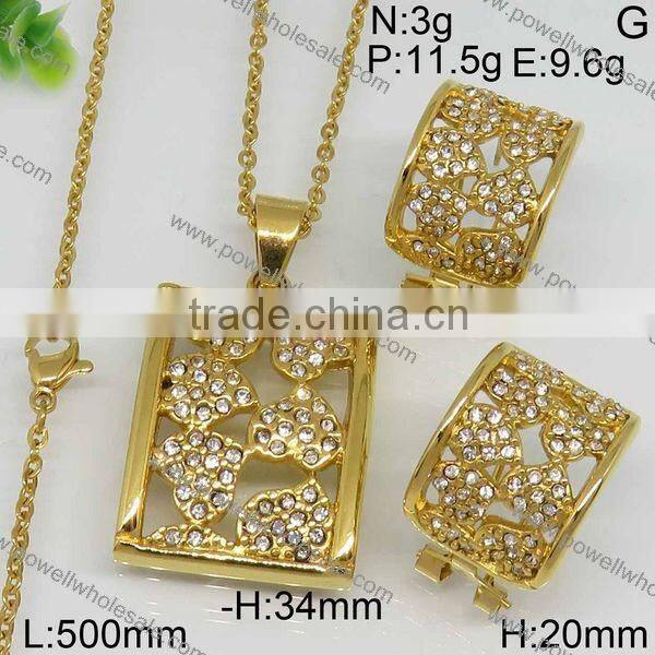 Hot stainless steel jewelry wholesale 18k gold plated jewelry set