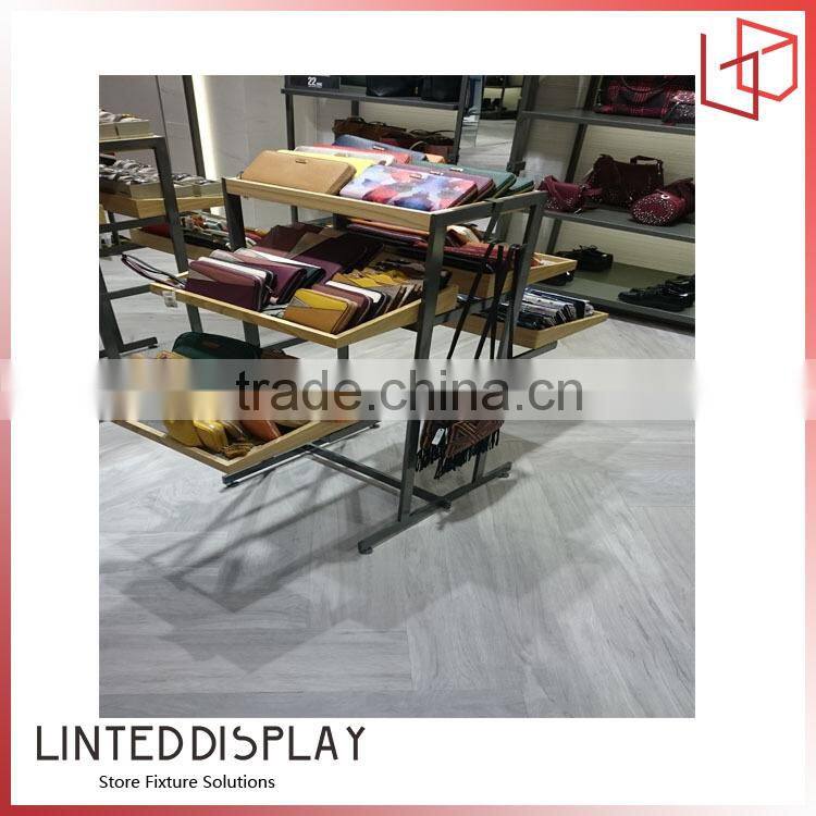 Foshan wooden clothing store furniture metal steel modem table furniture design