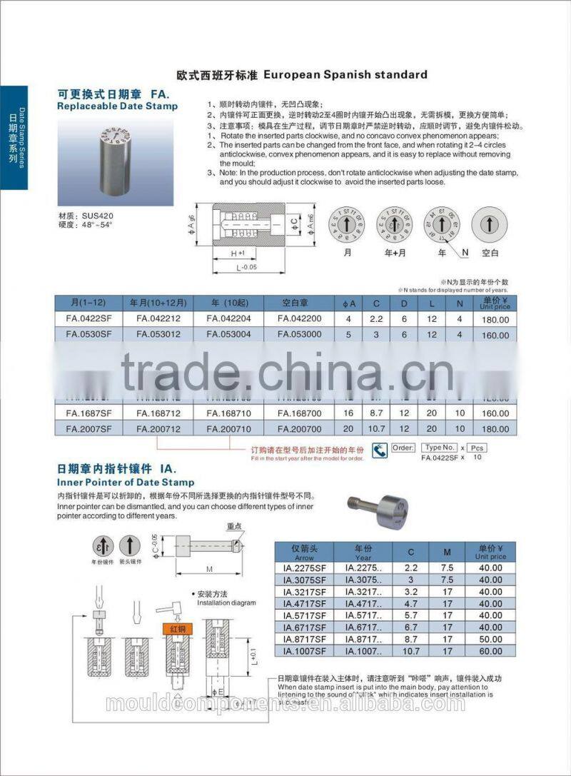 Mold date stamp series made in China