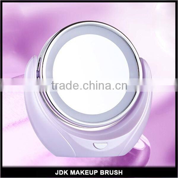 LED makeup mirror ,5 times magnifying double side cosmetic mirror with touch screen switch