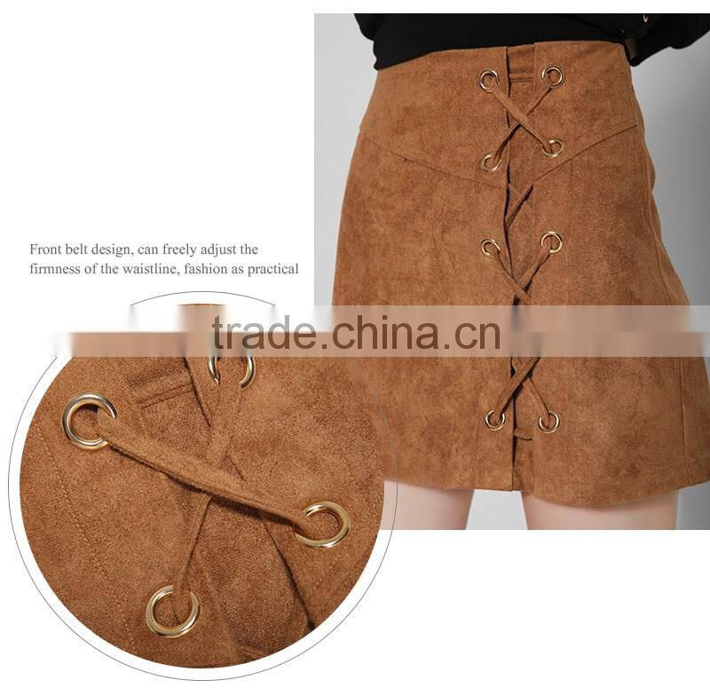 Bonvatt Fashion sexy high waist belt suede package hip skirt