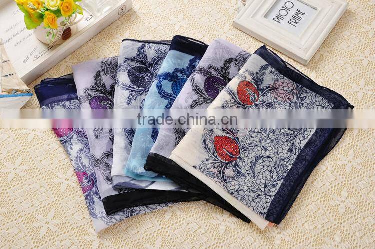 Spring Summer New Women's Georgette Chiffon Flower Printed Scarf Wraps Shawl Stole Soft