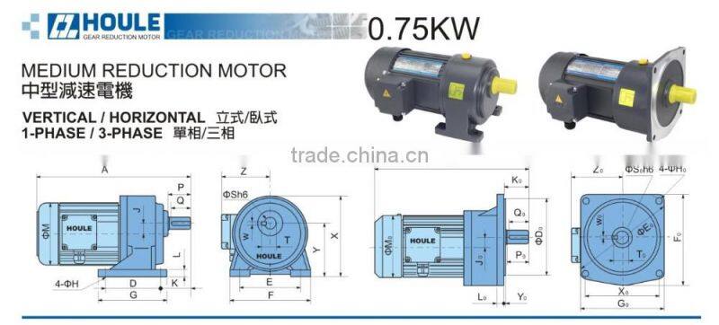 AC motor 0.75KW Vertical Asynchronous Motor induction gear motor small geared motor with gearbox brake motor with reducer
