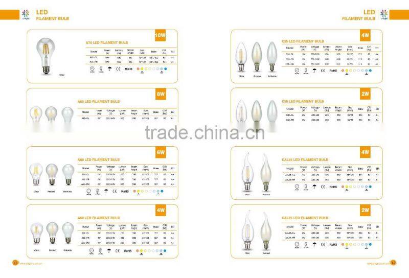 A60 filament tunable 800lm 8w replacement 60w E27 crystal decoration lamp with CE approved