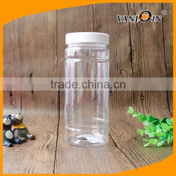 500ml PET Round Clear Plastic Herb Bottle With Screw Lid