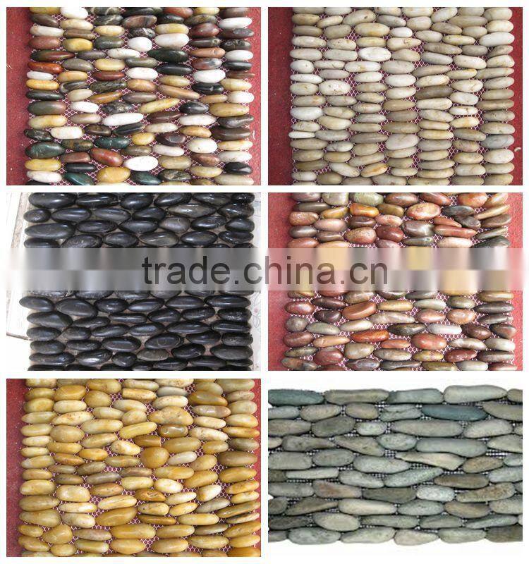 Polished Shiny Ivory Washed River Stone Red Pebble Stone Floor