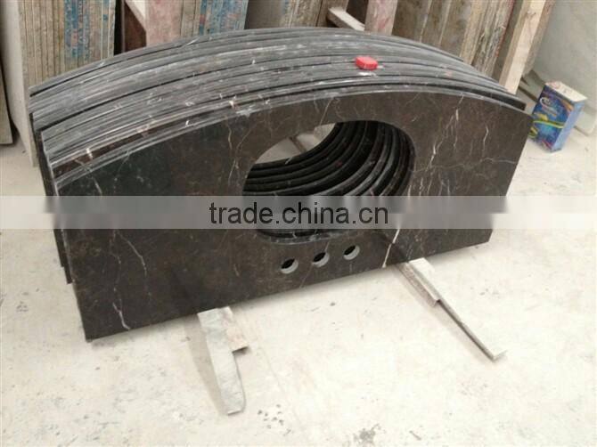 Polished Marble Top Wood Dining Table