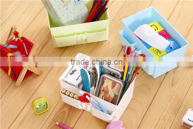 Hot Sale Cute Plastic Office Desktop Storage Boxes Makeup Organizer Storage Box