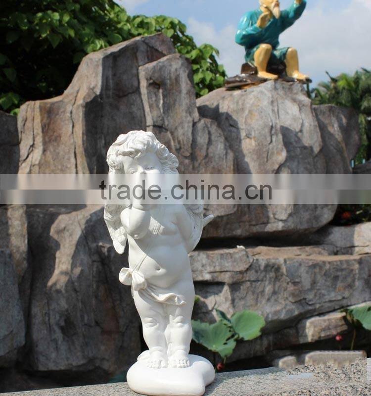 Popular white fiberglass resin cute angel statue table decoration