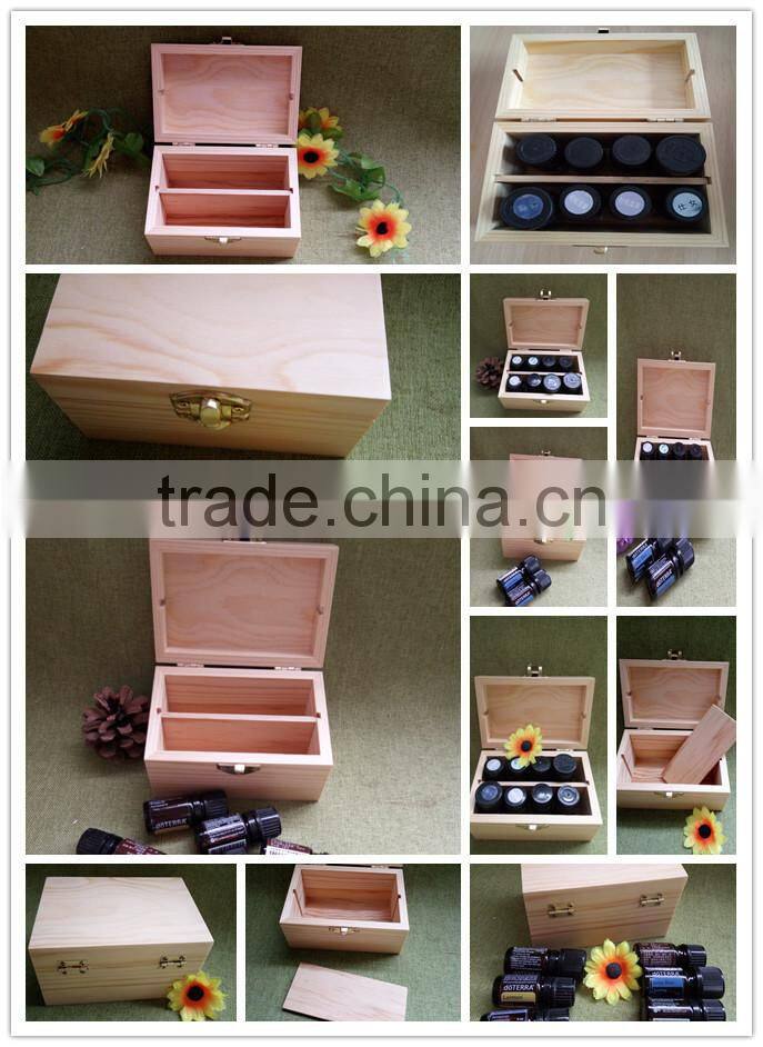 Upscale recycled decorative discount enjoyable Essential oil wooden storage box for 8 small 5 ML bottles with hinges wholesale