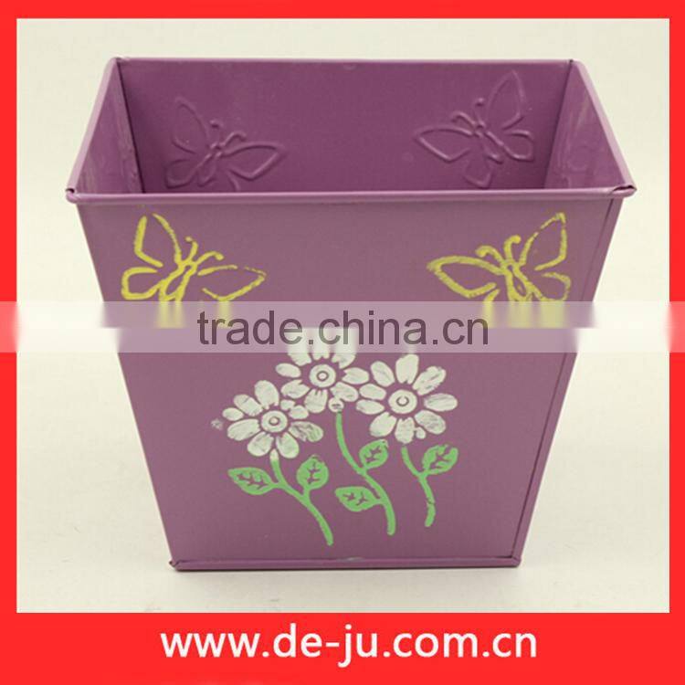 White Square Metal Outdoor Oval Planter Flower Pots