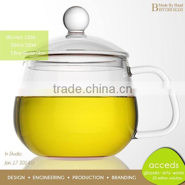 Hand Blown Personalized Single Wall Fancy Borosilicate Glass Tea Mug