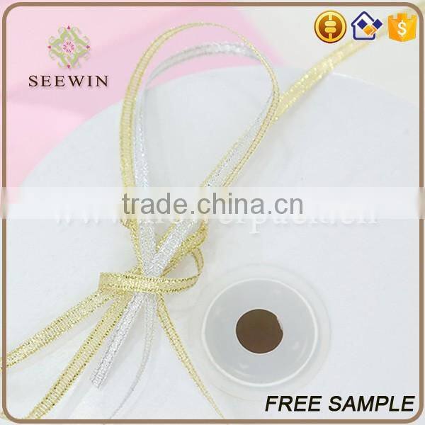flower packing 3mm silver gold gift box ribbon