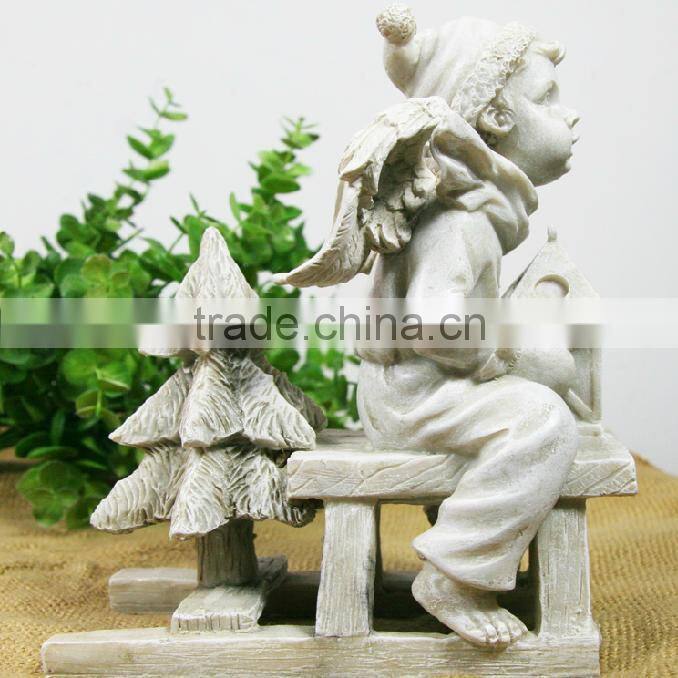 Winter Christmas resin angel boy angel figurines