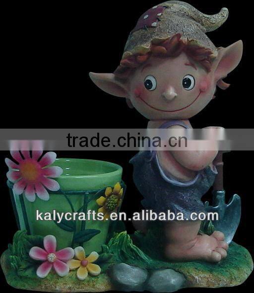 bee with plant pot flower pot polyresin garden animal