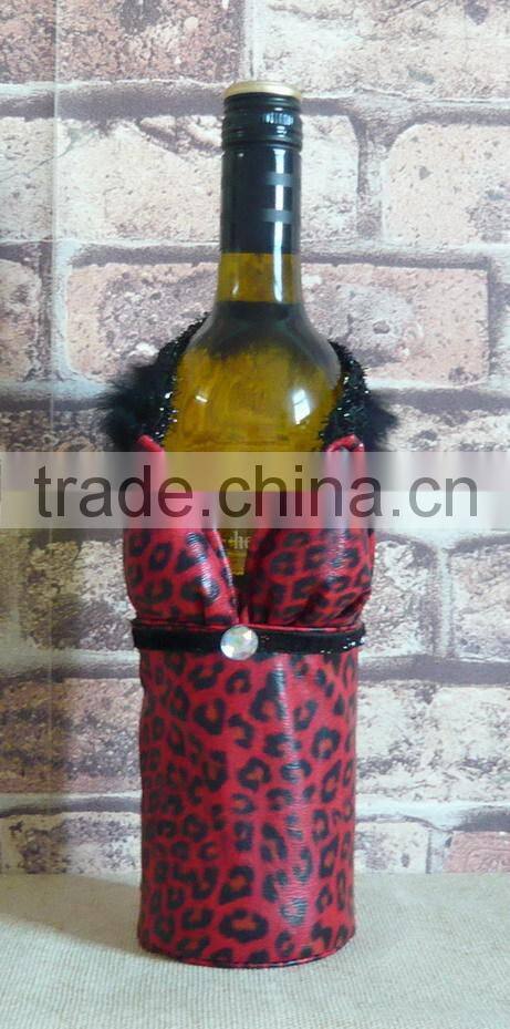 animal design with handle leather fabric wine bags