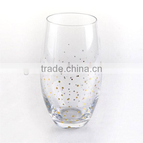 2017 HOT SELLING Star or Dot Decal Stemless Wine Glass Cup for drinking