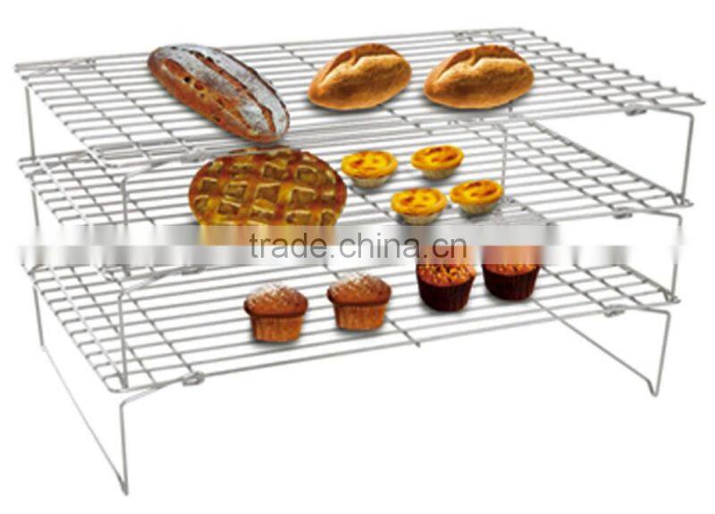 3 tiers metal bread cooling rack, chrome plate wire cooling rack