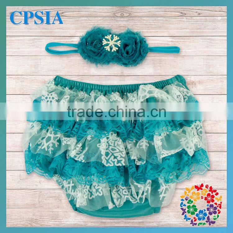 Wholesale bloomers for kids with headband set petti lace diaper cover for children