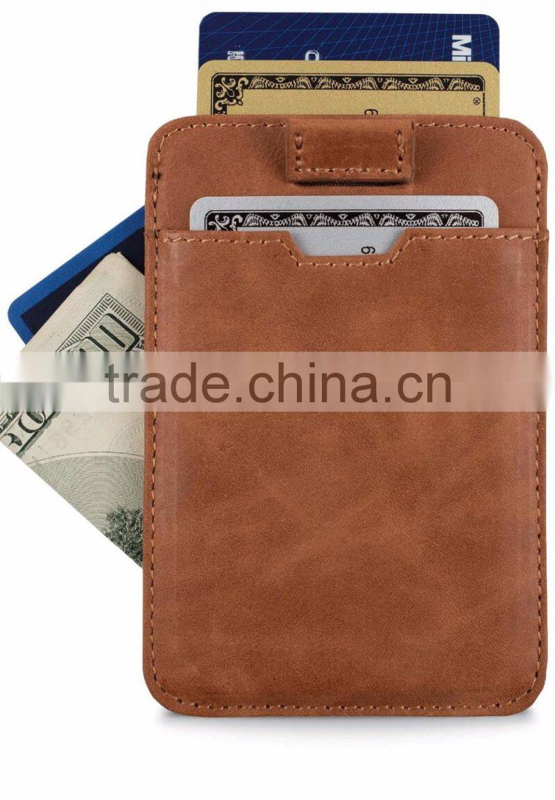 Italian Leather Ultra Thin Card Holder Slim Card Sleeve Wallet with RFID Protection