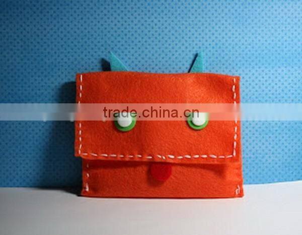 Best selling products funny polyester coin ticket case cute cat style sleeve wool fabric cover for mobile phone manufacturer