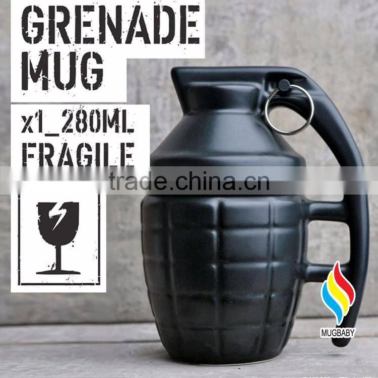 creative ceramic grenades shaped coffee mug with lid