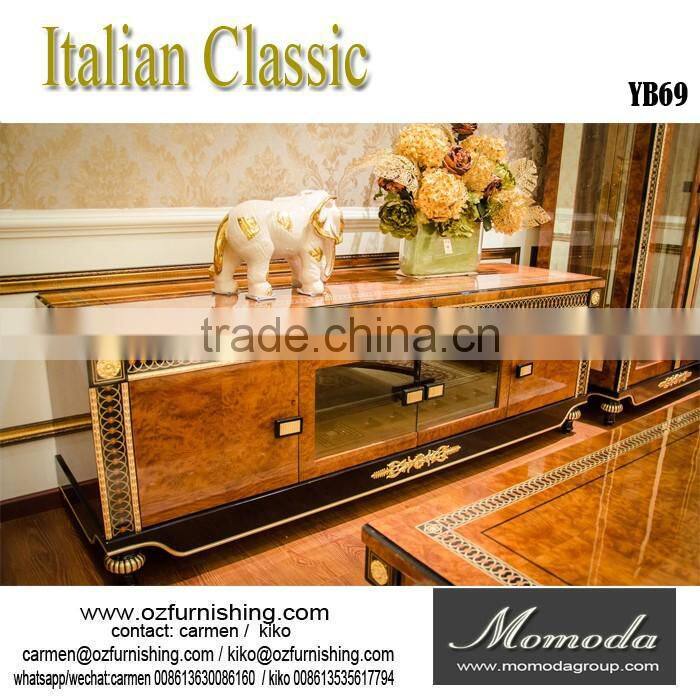 YB69 Antique Home useful living room and Study room Wooden and Glass Tall display cabinet with 2 doors