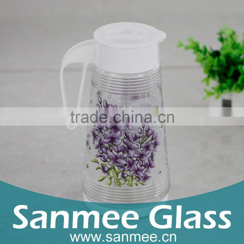 Pink Flower Design Heat Transfer Printed 2L Glass Jug Set