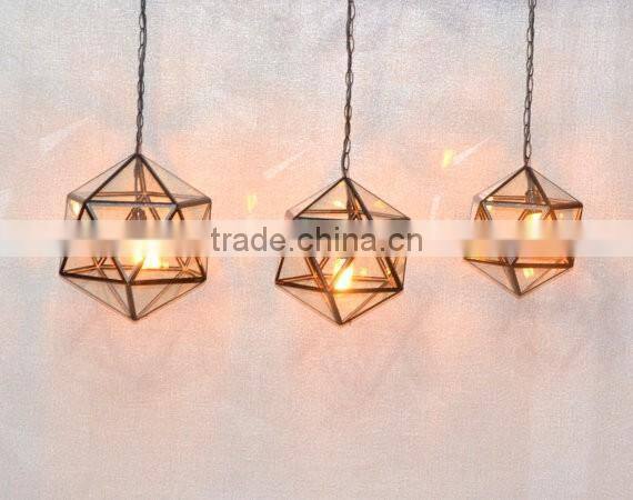 Handmade Geometric Stained Glass Hanging Lamp Pendant Light