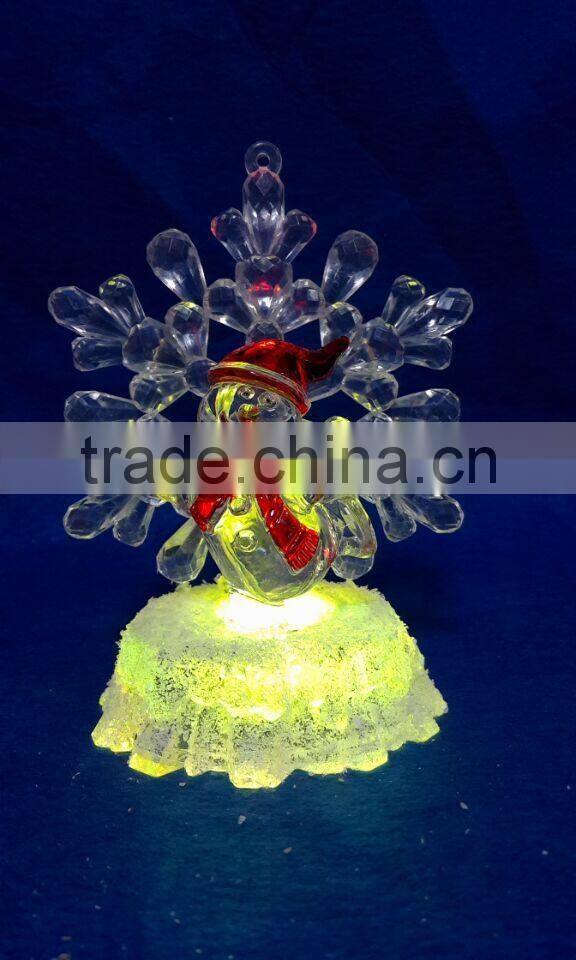 new style led rbg light acrylic artificial christmas snowflake snowman