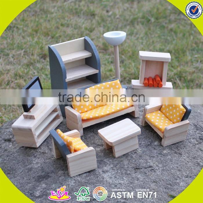 Wholesale kids furniture toys wooden doll house furniture best children wooden miniature doll house furniture W06B055-S