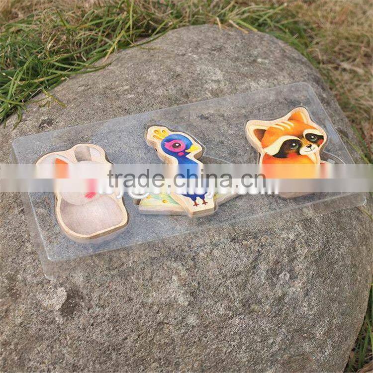 New design educational rabbit peacock squirrel toys wooden animal toys for toddlers W01B040