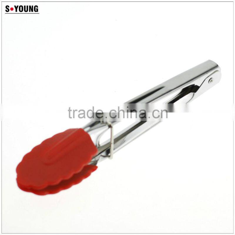 14010 Mini Silicone Kitchen Serving Tongs Cooking Stainless Steel Handle Food Tong