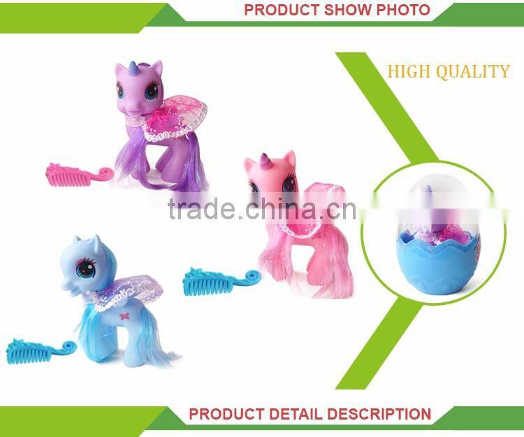 Hot sale cartoon eggs set kids play mini rubber toy horse