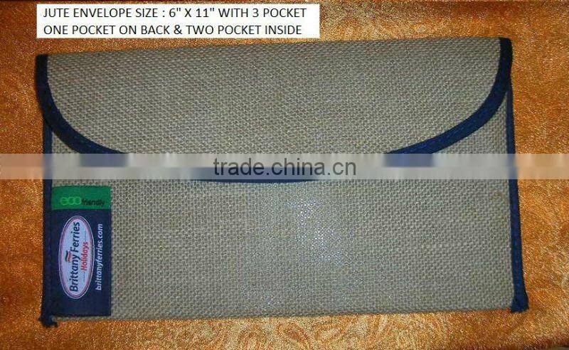 Jute fancy envelope with one pocket on back & two pocket inside
